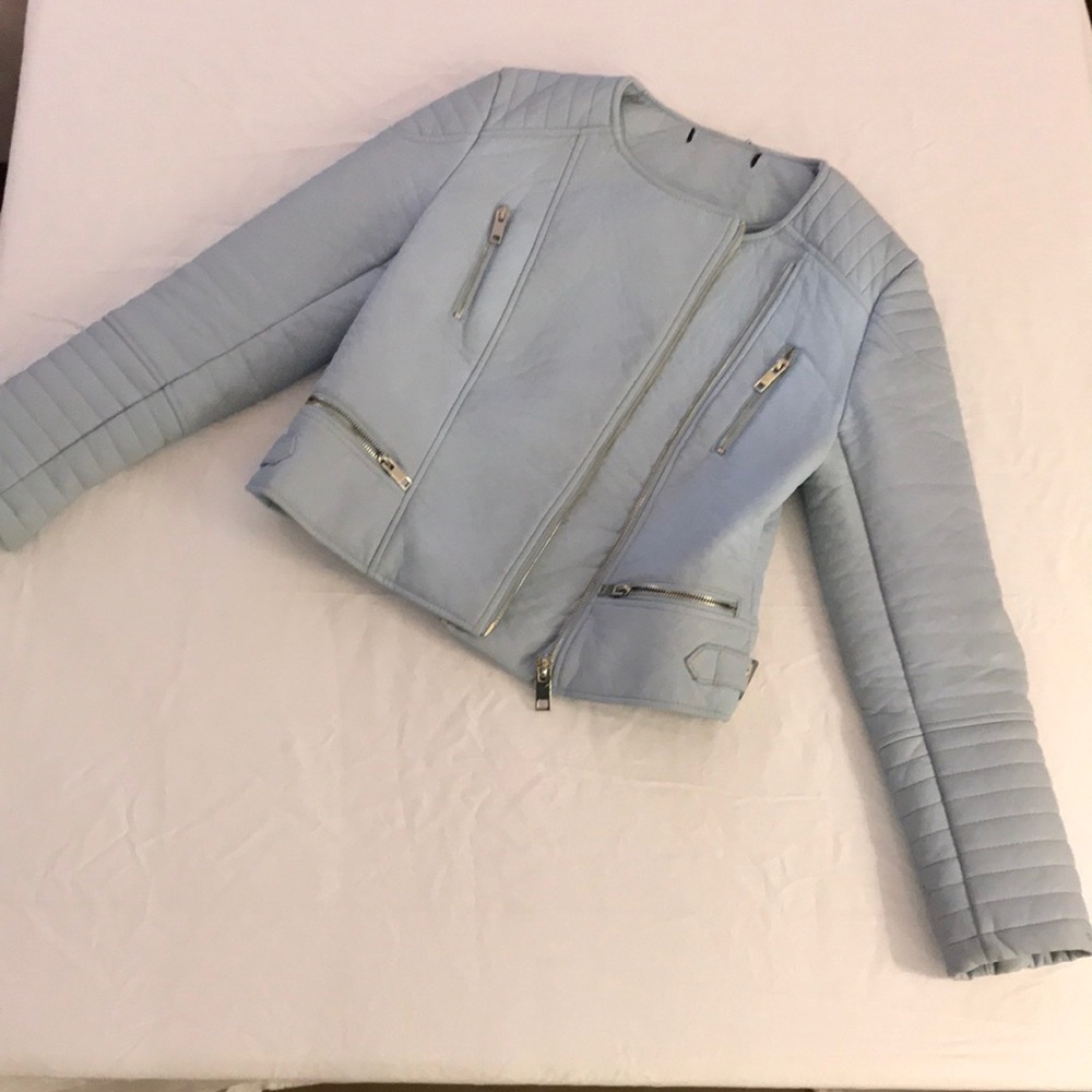 Forever 21 Baby Blue leather moto jacket